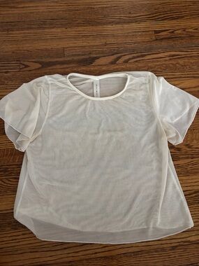 Sheer White Short-Sleeve Blouse by Unknown Brand